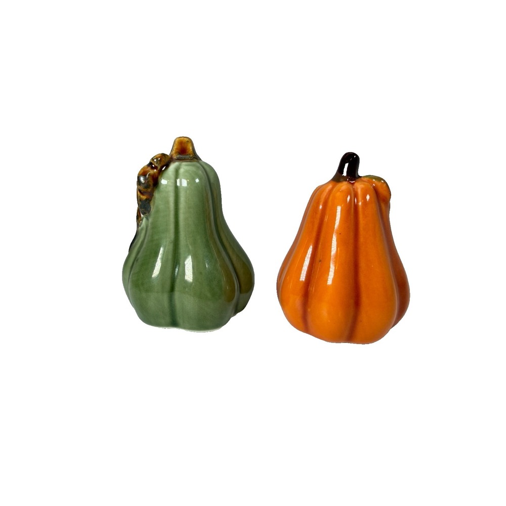 Vintage Ceramic Pumpkin and Gourd Salt & Pepper Shakers Fall Harvest Decor - Picture 4 of 6